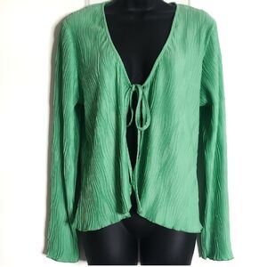 New York & Company Ribbed Tie Front Blouse